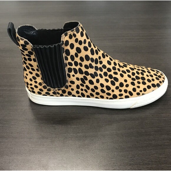 Loeffler Randall Tan Black Cheetah Animal Print Calf Hair High Top Sneaker 9.5 - Picture 1 of 15